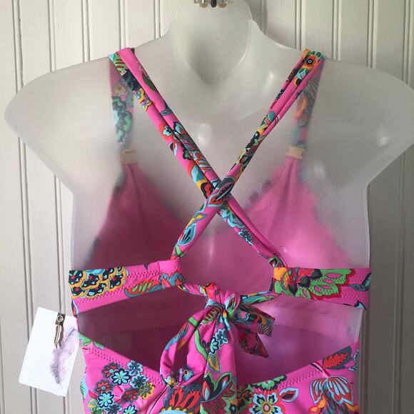 JESSICA SIMPSON Retail $108 Rosies Bushes Criss Cross Back One Piece Size Small - Picture 6 of 7